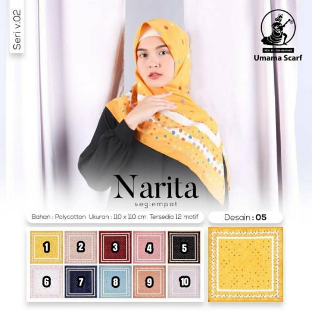 Segiempat Narita Motif. Jilbab Umama. Kerudung Polkadot. Hijab SegiEmpat
