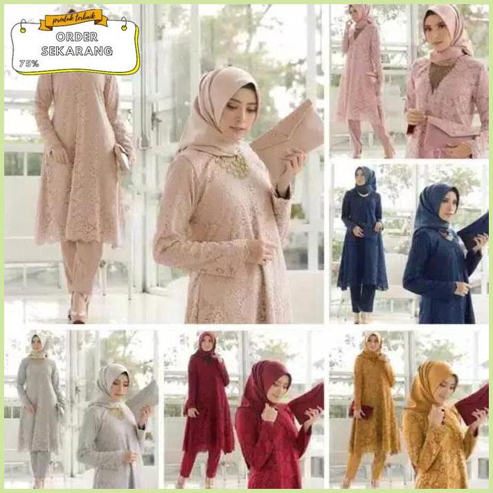 Sale set brokat wanita/set tunik celana/set brokat celana/baju muslim/gamis Termurah