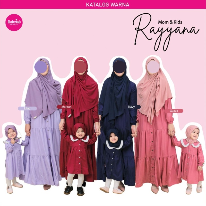 Babyjab Set Couple Rayyana Mom And Kids - Baby Jab Gamis Tunik Setelan Hijab Ibu Anak Perempuan Lucu Usia 0 1 2 3 4 5 6 Tahun