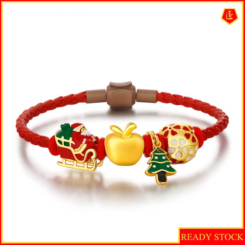 [Ready Stock]Sweet and Cute Gold Apple Bracelet Christmas Gift