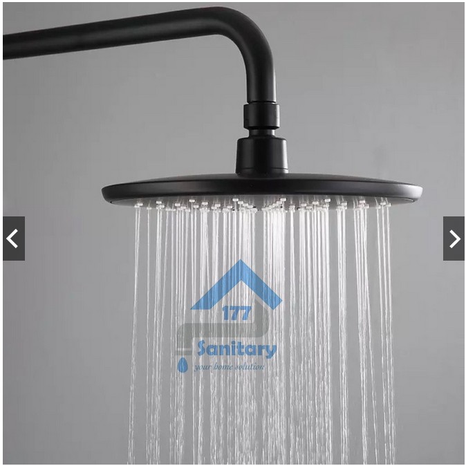 Wall Shower Bulat Hitam 8inch /F22BL - Shower pancuran air mandi Jumbo Bulat Tanam Tembok Black /F220BL