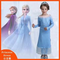 TBI Dress Kostum Frozen 2 Elsa Setelan Gaun Princess Disney Cosplay