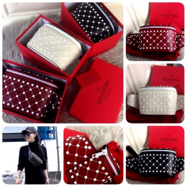 Tas VALENTINO GARAVANI Rockstud Spike Quilted Belt #N201