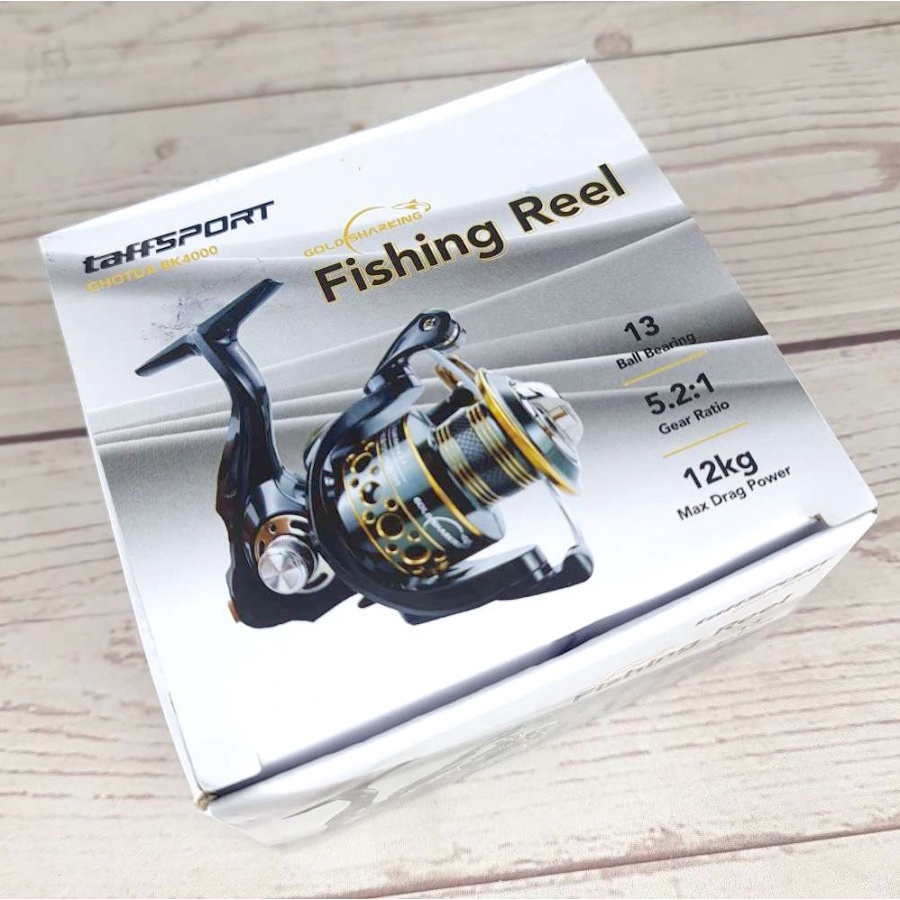 TaffSPORT Reel Pancing Spinning Fishing 5.2:1 Ball Bearing 13 - BK4000 - Black