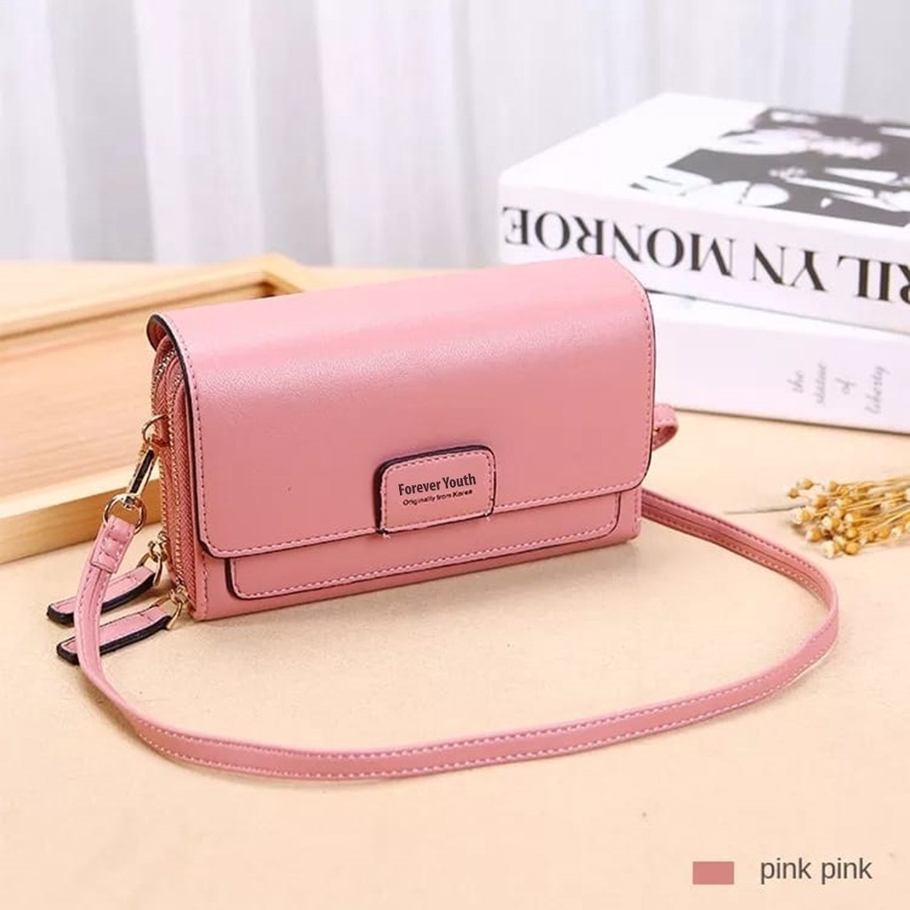 Dompet Panjang Wanita Slingbag Handphone Style Korea Import Real Pict ForeverYoung