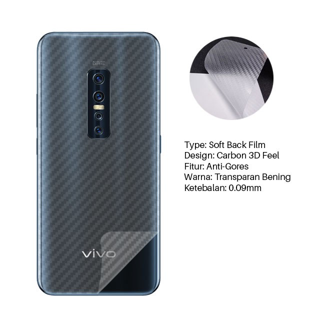 Garskin Carbon Vivo V17 Pro Premium ack Screen Protector Antigores Pelindung Belindung HP