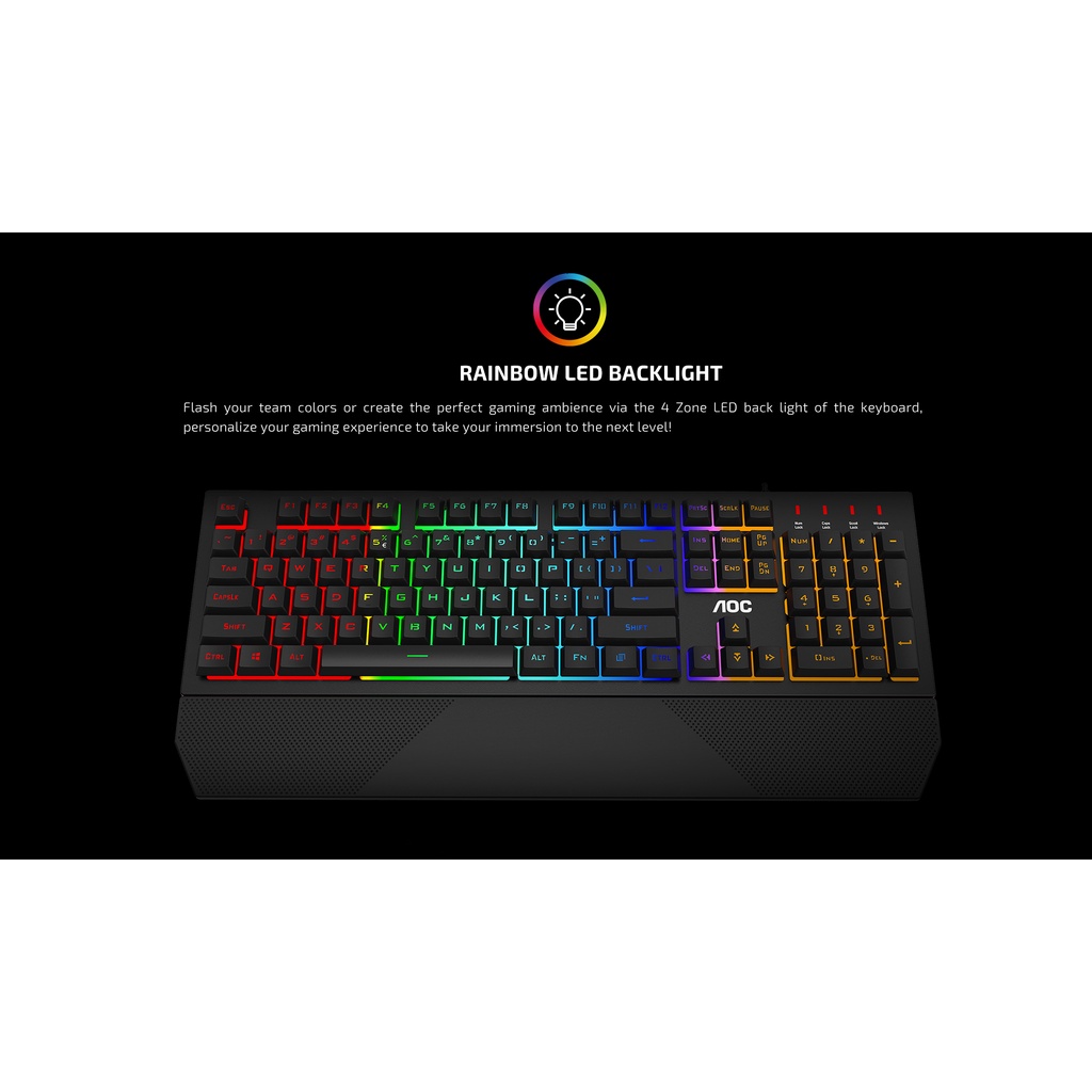 AOC GK200 Rainbow Membrane - Gaming Keyboard