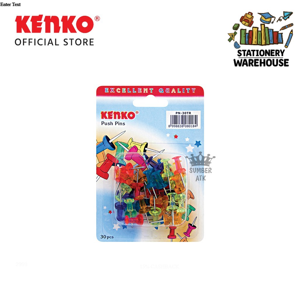 

KENKO PUSH Color PIN PN-30TR Transparent / PAKU Pin Warna Transparent ( 30 PCS )