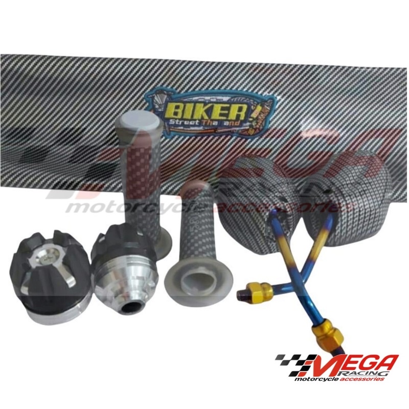 paket komplit variasi motor Honda matic Beat fi scoopy vario karbu 110 125 spion carbon twotone handgrip grip karbon kulit sarung jok biker carbon jalu as buah naga 7017