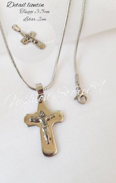 Kalung fashion salib Jesus import titanium white Antikarat ST07 Bestseller bestquality import