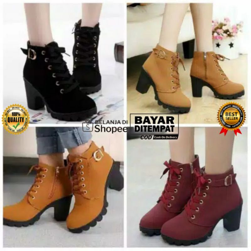 sepatu wanita boots zipper/sepatu boots wanita zipper terbaru