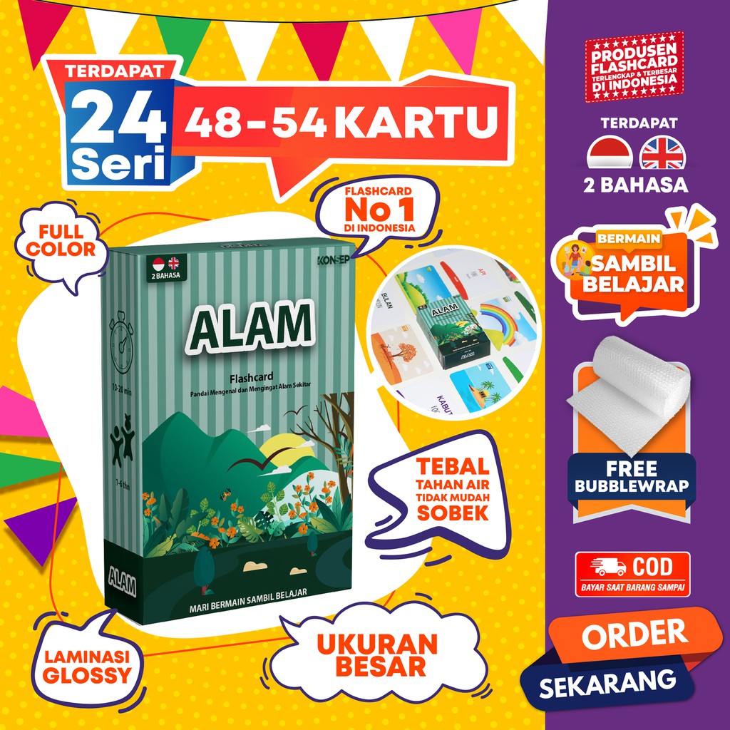 [1KG=10PCS] Konsep Flashcard Alam / Flash Card / Mainan Edukasi Kartu Pintar Anak Terlengkap