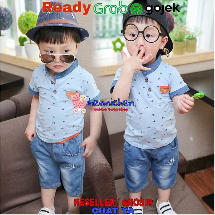 Setelan Kaos Polo dan celana jeans anak 6 Bln - 4 Tahun HIGH QUALITY IMPOR