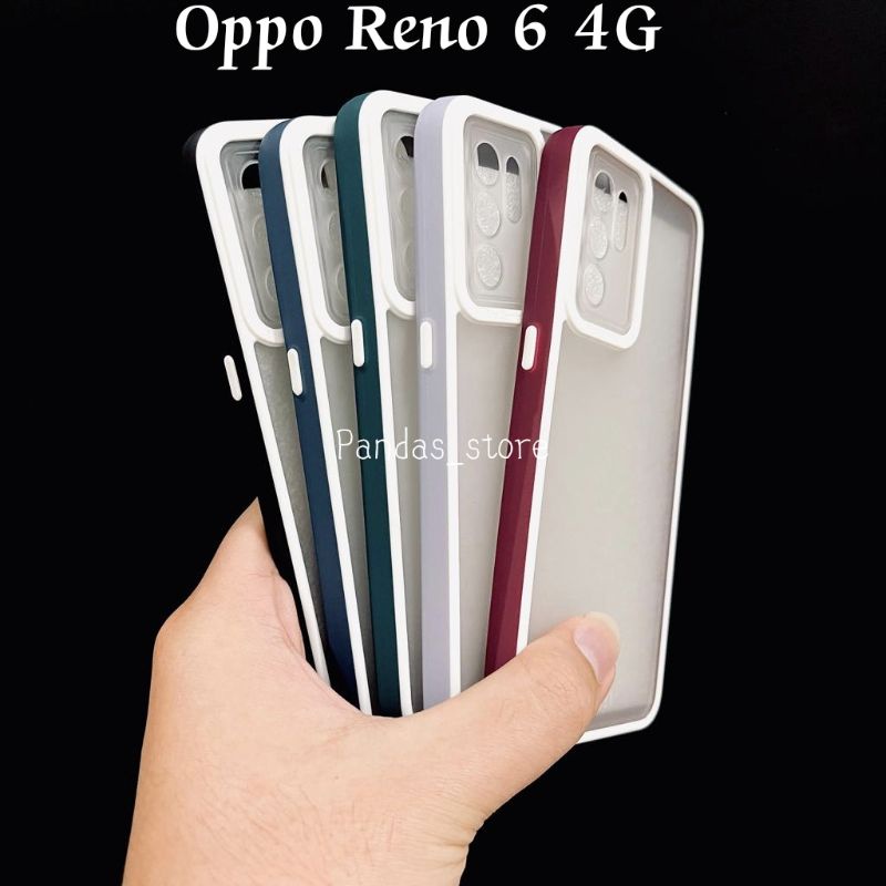 Pro Hybird Oppo Reno 6 4G Softcase Halus dan Elegan / Pinggiran Garis Putih Keren (Pandas)