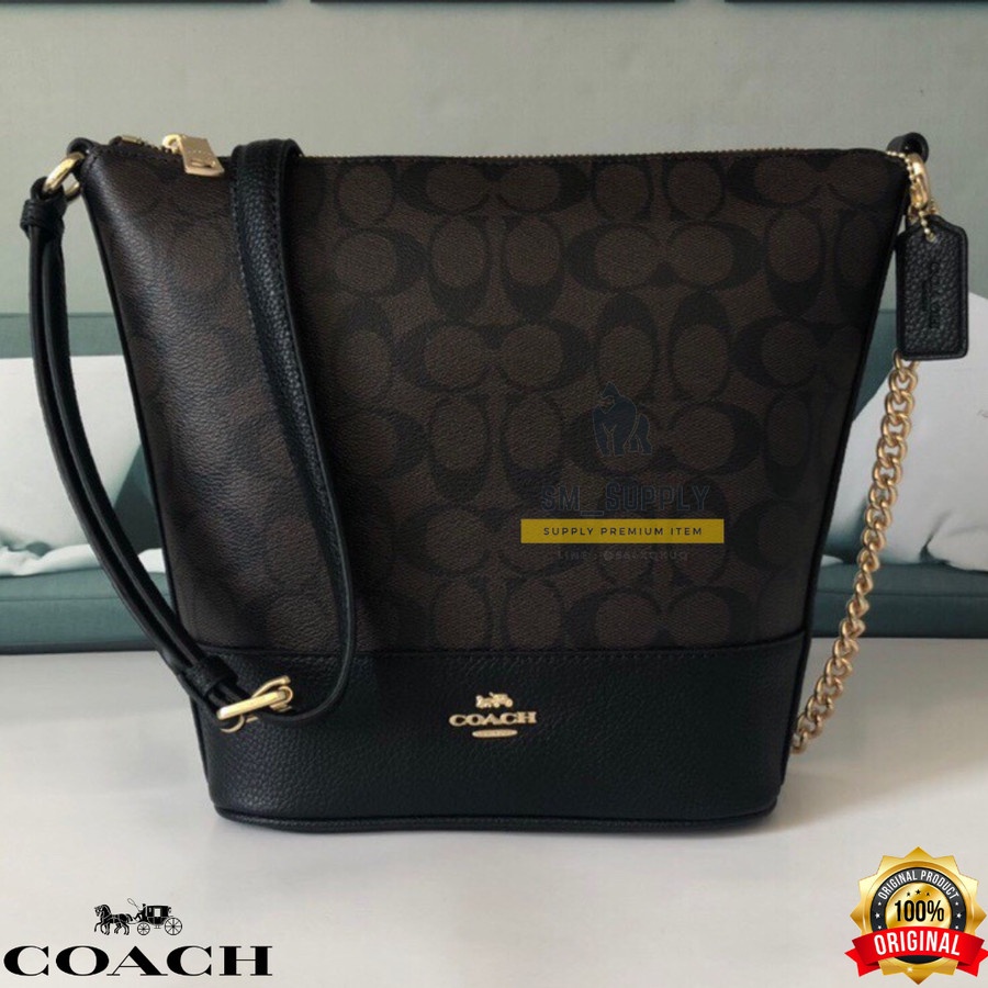 TAS WANITA COACH 76669 SMALL SIGNATURE PAXTON DUFFLE BLACK BROWN