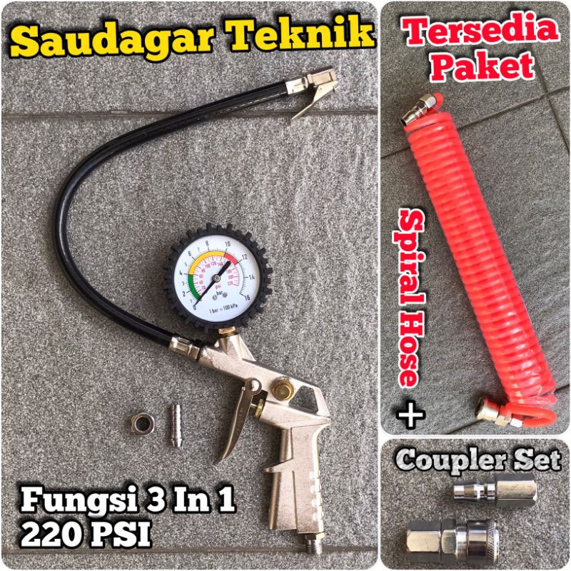 Inflator Gauge Tire Pressure Gauge Alat Isi Ukur Tekanan Angin Ban