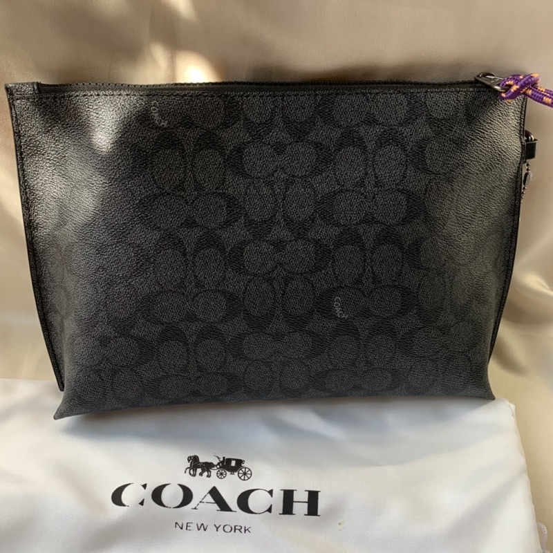 COACH CLUTCH ACADEMY POUCH IN SIGNATURE CANVAS WITH PATCH ORIGINAL
