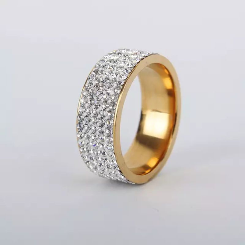 Cincin emas full permata titanium perhiasan korea import