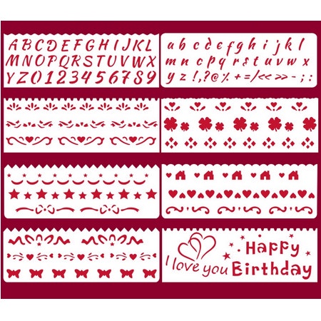 Plastic Stencil 15.5x5.5cm - Letters Theme (8pcs)