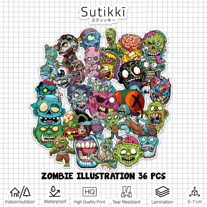 

#####] Sticker Pack Zombie Horor Halloween Ghost Vampire Stiker Laptop Vinyl
