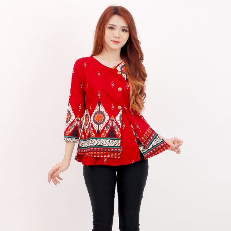 Batik wanita - Atasan blouse batik wanita fashion 184 SG-RED SK