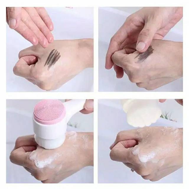 [CLASHOP]FACIAL CLEANSING BRUSH SILIKON 3D ALAT CUCI MUKA 2 SISI ULTRA HALUS IMPOR HIGH QUALITY     A13