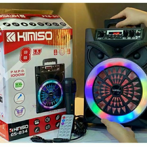 Speaker Bluetooth Karaoke Kimiso 834 BT Bonus Mik +Remote