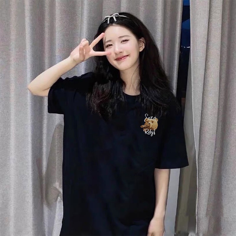 korean style Oversize Teddy Bear T-shirt/Printed T-shirt Kaos Putih Lengan Pendek