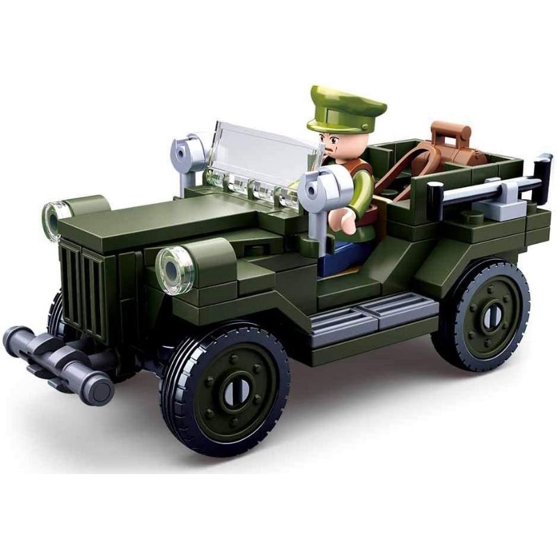 Mainan sluban brick light truck jeep tentara army B0682