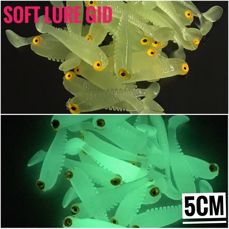 Soft Lure Silicone Umpan Pancing Ikan Teri Menyala dalam Gelap
