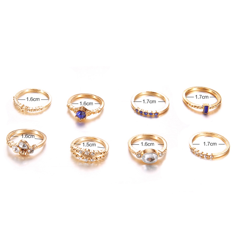 Hu Hu Hu Hu Hu Alat Bantu Pasang Kacamata♡ 8pcsset Cincin Knuckle Midi Slim Hias Berlian Imitasi Untuk Wanita