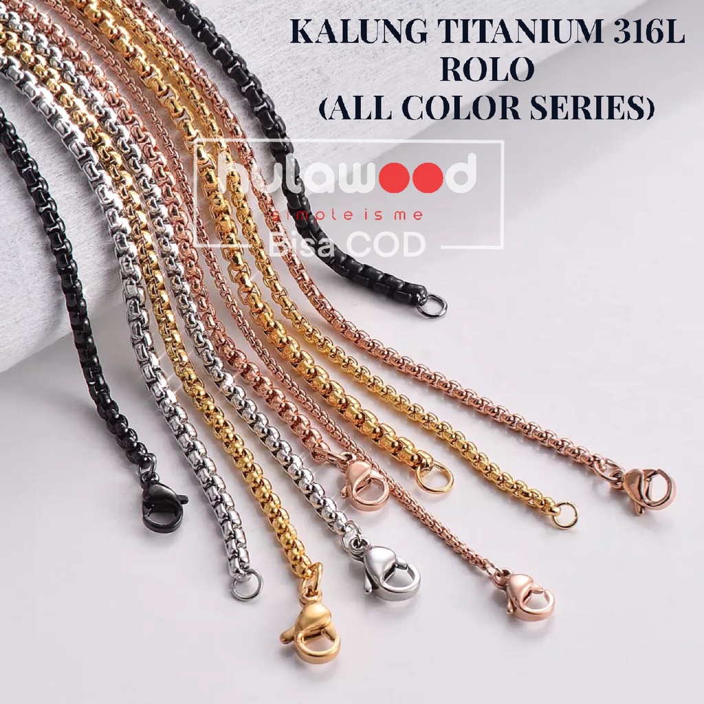 [40CM - 75CM] Kalung Titanium ROLO Import Stainless 316L - Rantai Kalung Pendant
