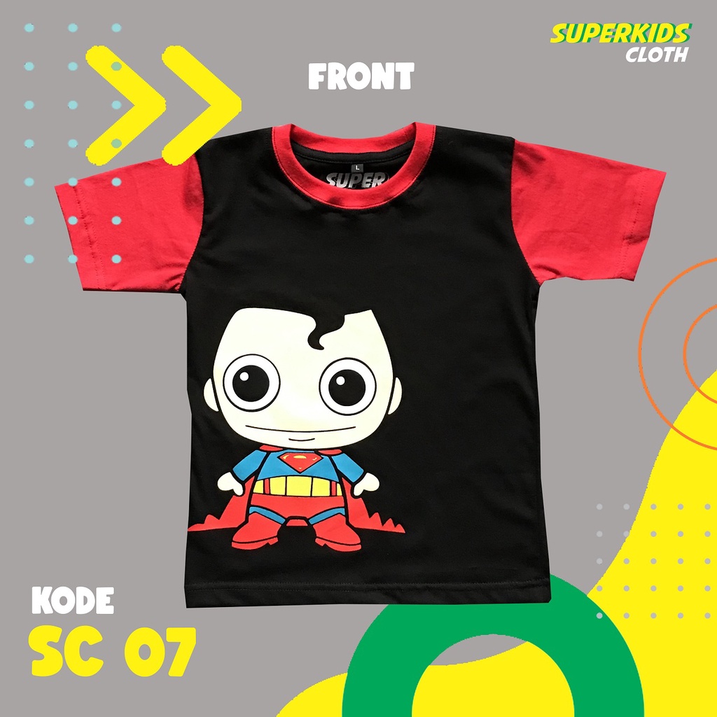 KAOS ANAK LAKI LAKI TERMURAH ECER GROSIR SUPERKIDS CLOTH SUPERHERO 1 - 11 TAHUN