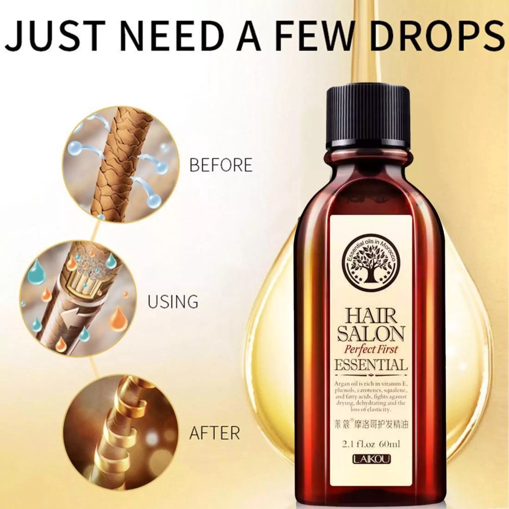 BEAUTY JAYA - [ ORIGINAL 100% ] Serum Hair Tonic Rambut LAIKOU MOROCCO / Vitamin Rambut Kering Kusam dan Bercabang