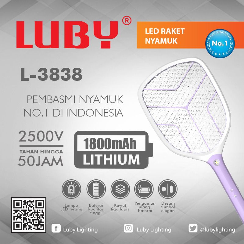 RAKET NYAMUK CAS LUBY TYPE 3838