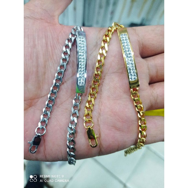 Gelang plat titanium permata