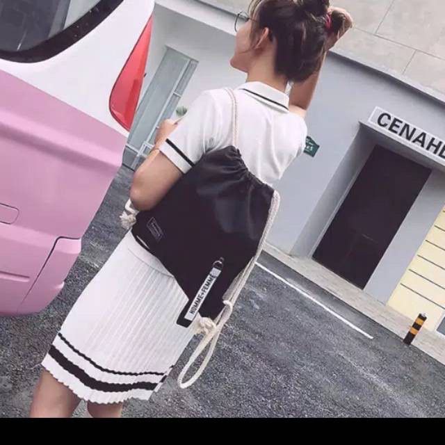 CIDOT_ID Gymsack Serut Canvas - Tas ransel serut canvas termurah tas srut ala korea bisa cod tas gemblok wanita backpack cewe