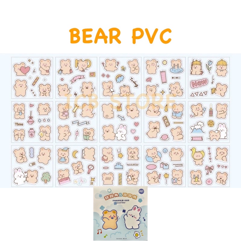 1 Lembar Stiker Aesthetic Tumblr Hp / Stiker Lucu Telado-BEAR PVC