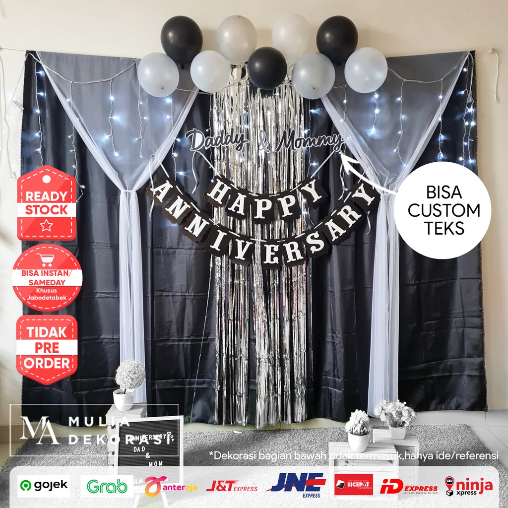 Dekorasi Backdrop Background Ulang Tahun Pernikahan Photobooth Paket Mulia Anniversary