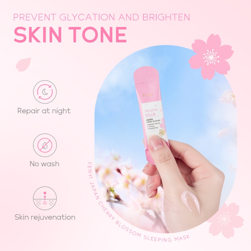 Fenyi Cherry Blossom Glowing Masker Tidur Krim Malam Pelembab Menghilangkan Bekas Jerawat 3g