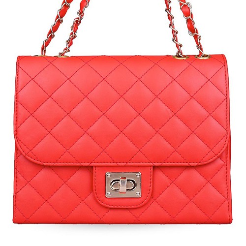 tas pundak wanita shoulder bag cewek merah tali besi motif kotak (2G1)  bta248