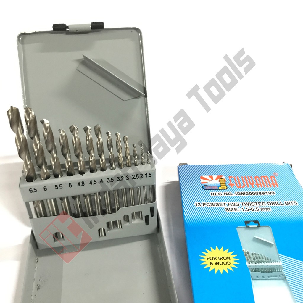 FUJIYAMA Mata Bor Besi Set 13 pcs HSS 1 - 6.5 mm DRILL Set