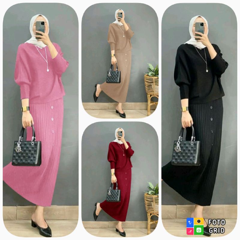 YKB SETELAN ROK BLOUSE RAJUT WANITA PREMIUM / ANYA SET / LAURA SET / CINDY SET / FLORA SET / BATWING