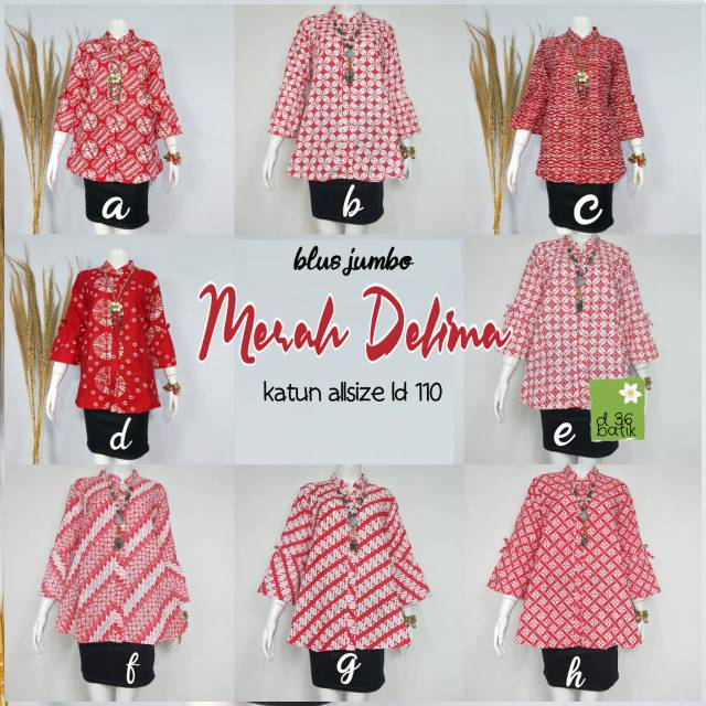 Blus terompet merah delima batik modern