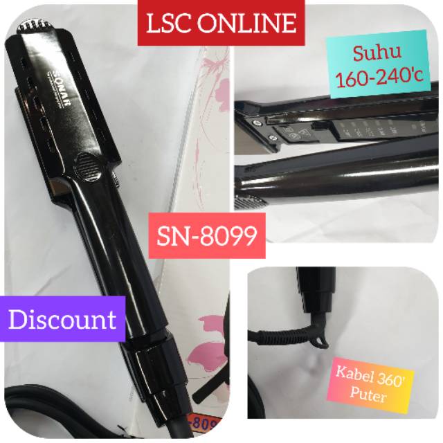 Alat Pelurus Rambut Catokan Sonar SN-8099 Plat Lebar Rebonding Curly Kriting Blow Bagus Suhu  240C