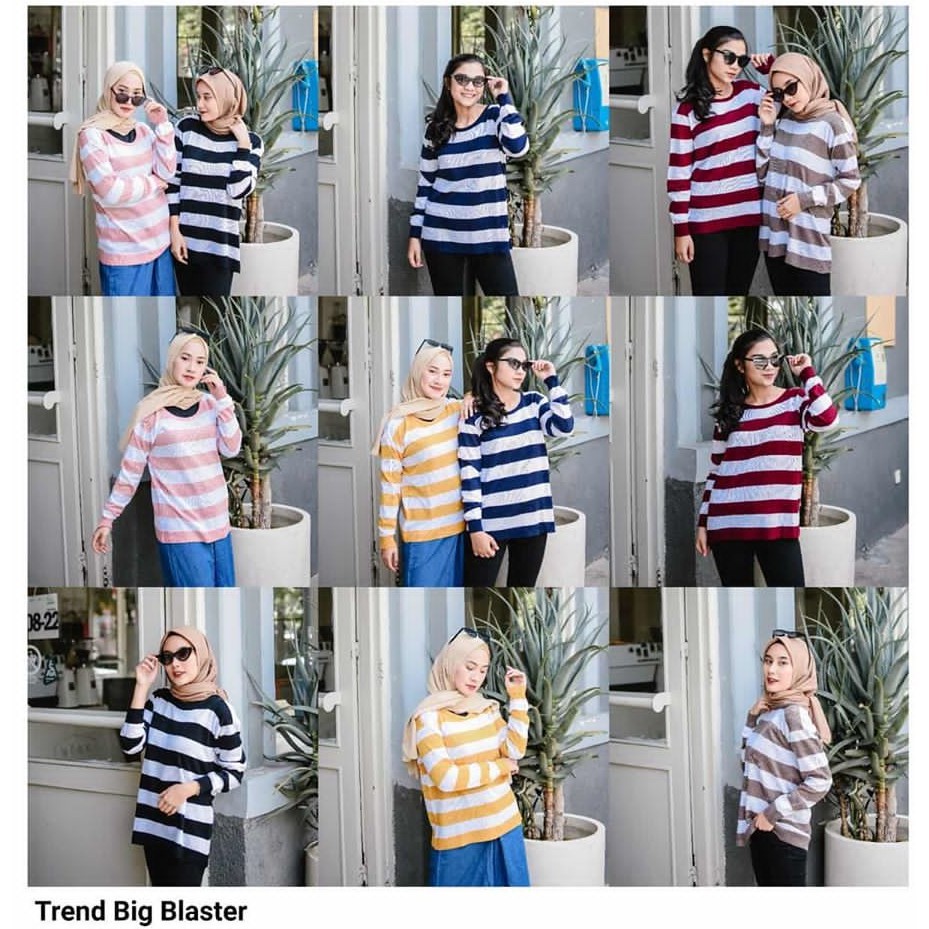 Sweater wanita | TREND BIG BLASTER STRIP KNITE | Sweater blaster