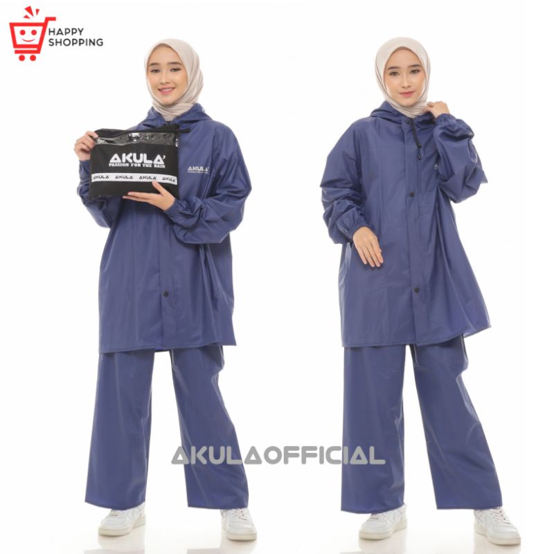 JAS HUJAN, RAINCOAT Pria Wanita Terbaik By AKULA Anti Rembes NAVY