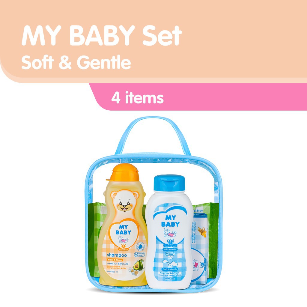My Baby Paket Perlengkapan Bayi_MY BABY Set Soft & Gentle_Bedak, Tisu, Sabun