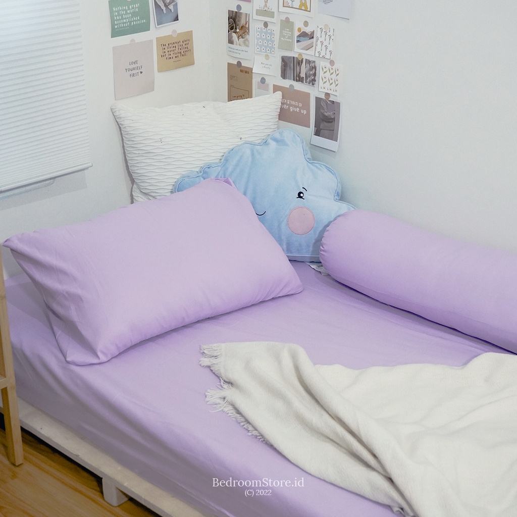 SPREI AESTHETIC POLOS LILAC ALA KOREA SUDAH TERMASUK SARBAN SARGUL