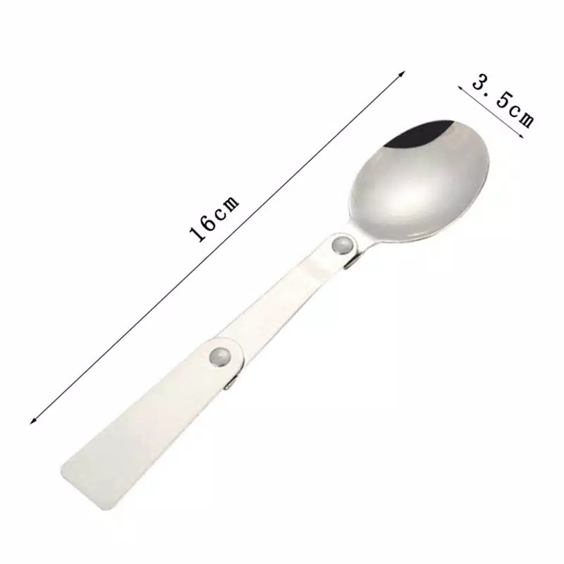 SO Sendok lipat steinless steel 304 free kotak portable foldable spoon kantor piknik traveling